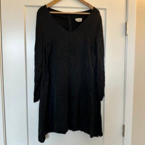 American Vintage black V-neck long sleeve cupro dress - Small